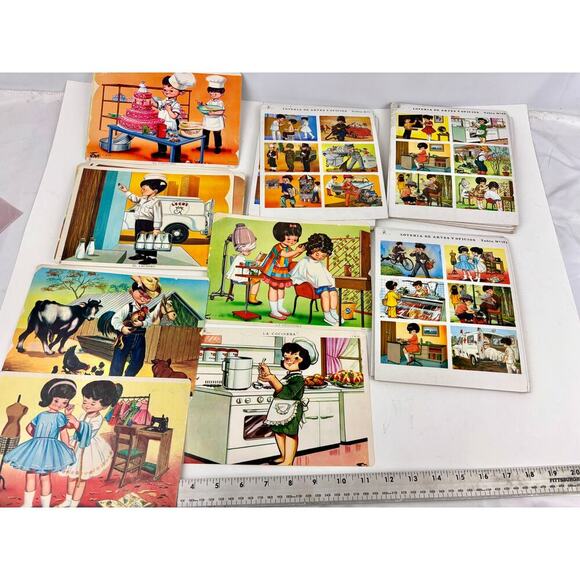 VTG Loteria De Artes Y Oficios Lot of 34 Cards Boards Mexico Bingo - Picture 1 of 13